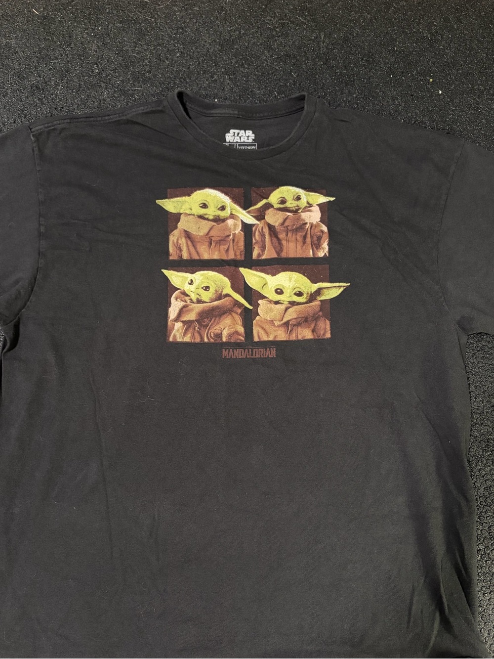 Star Wars Grogu Four-Panel Graphic Tee in Black, Green, Tan